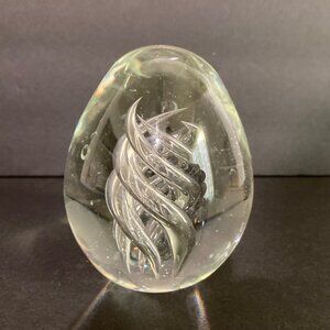 Vintage Art Glass Swirl Egg Paperweight